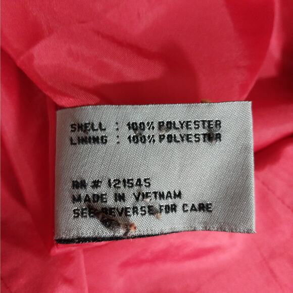 LONDON FOG "TOWNE!" RACY RED COTTON DUCK BELTED RAINCOAT, W/BUTTON ON HOOD! SZ L - Picture 12 of 13